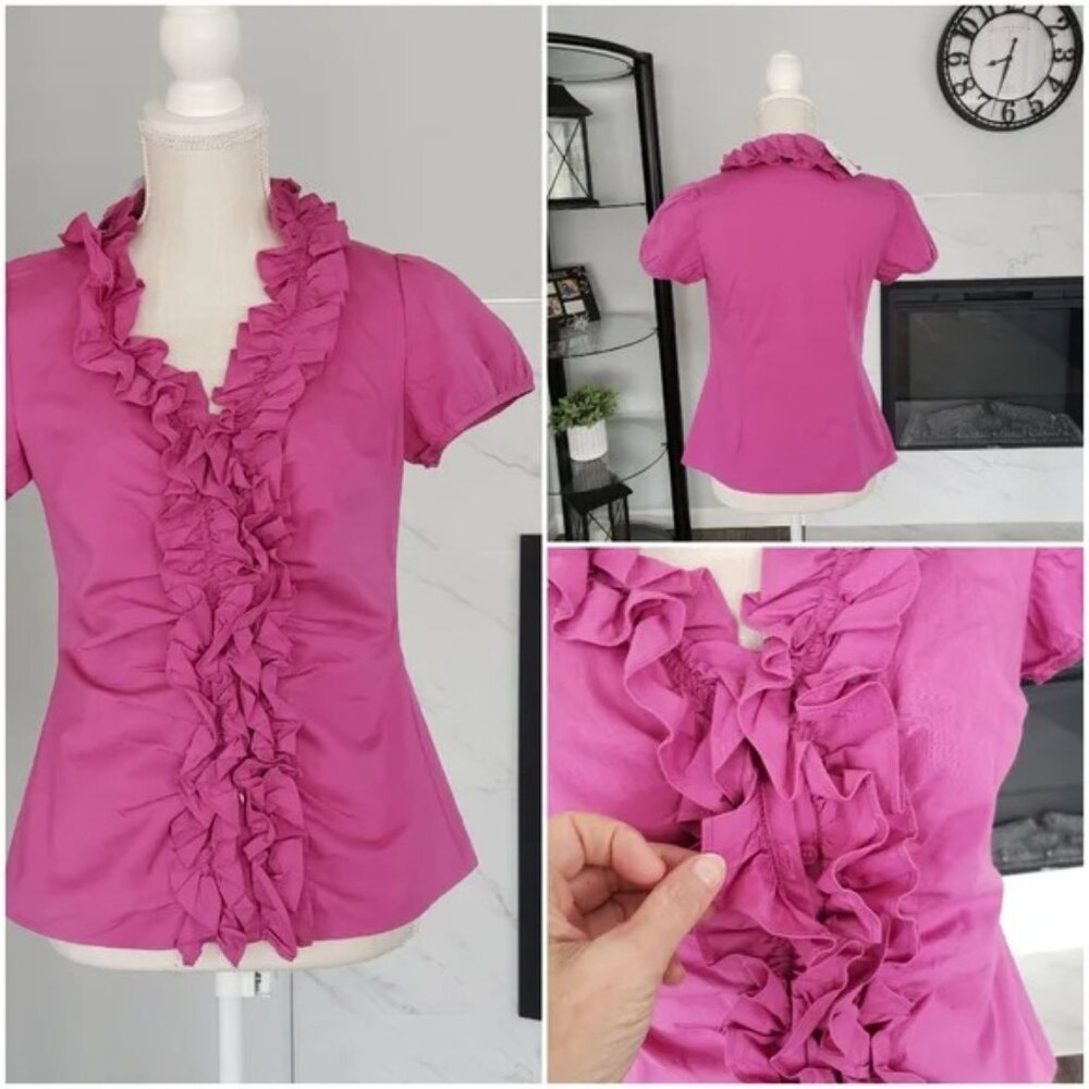 LOFT Fuchsia Ruffle Top